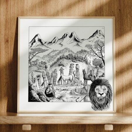 Affiche noir&blanc - 50x50cm PLAINE DES TOTEMS – Image 2
