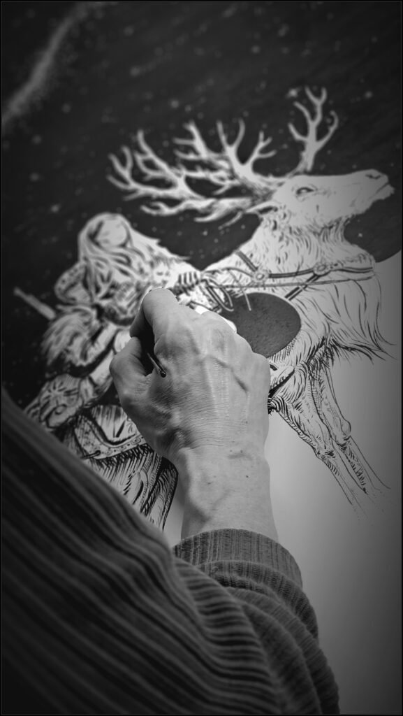 la technique de dessin de Jata